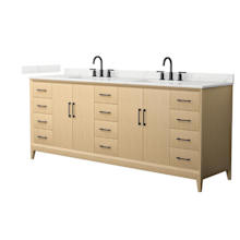Janna 84" Free Standing Double Basin Vanity Set with Cabinet and Quartz Vanity Top