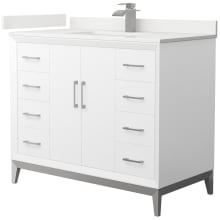 Amici 42" Free Standing Single Basin Vanity Set with Cabinet and Quartz Vanity Top