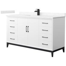 Amici 60" Free Standing Single Basin Vanity Set with Cabinet and Cultured Marble Vanity Top