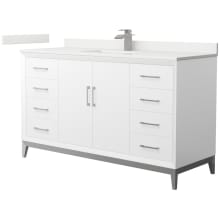 Amici 60" Free Standing Single Basin Vanity Set with Cabinet and Quartz Vanity Top