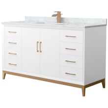 Amici 60" Free Standing Single Basin Vanity Set with Cabinet and Marble Vanity Top