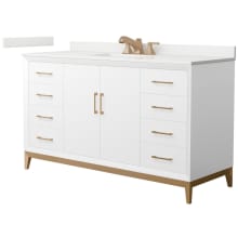 Amici 60" Free Standing Single Basin Vanity Set with Cabinet and Quartz Vanity Top