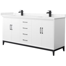 Amici 72" Free Standing Double Basin Vanity Set with Cabinet and Cultured Marble Vanity Top