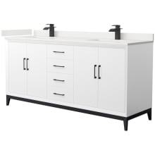 Amici 72" Free Standing Double Basin Vanity Set with Cabinet and Quartz Vanity Top