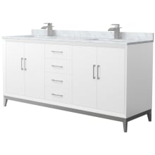 Amici 72" Free Standing Double Basin Vanity Set with Cabinet and Marble Vanity Top