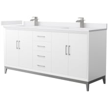 Amici 72" Free Standing Double Basin Vanity Set with Cabinet and Cultured Marble Vanity Top