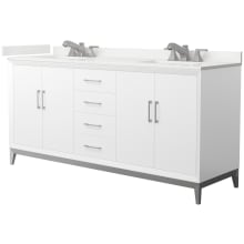 Amici 72" Free Standing Double Basin Vanity Set with Cabinet and Quartz Vanity Top