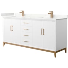 Amici 72" Free Standing Double Basin Vanity Set with Cabinet and Quartz Vanity Top