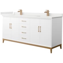 Amici 72" Free Standing Double Basin Vanity Set with Cabinet and Quartz Vanity Top