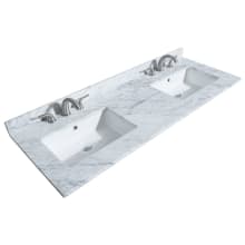 60" Double Vanity Top with Undermount Rectangular Sinks and Backsplash