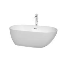 Melissa 60" Free Standing Acrylic Soaking Tub with Center Drain, Drain Assembly, and Overflow - Includes Floor Mounted Tub Filler with Hand Shower