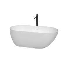 Melissa 60" Free Standing Acrylic Soaking Tub with Center Drain, Drain Assembly, and Overflow - Includes Floor Mounted Tub Filler with Hand Shower