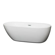 Melissa 65" Free Standing Acrylic Soaking Tub with Center Drain, Drain Assembly, and Overflow
