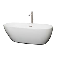 Melissa 65" Free Standing Acrylic Soaking Tub with Center Drain, Drain Assembly, and Overflow - Includes Floor Mounted Tub Filler with Hand Shower