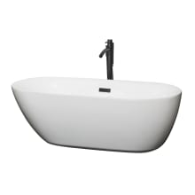 Melissa 65" Free Standing Acrylic Soaking Tub with Center Drain, Drain Assembly, and Overflow - Includes Floor Mounted Tub Filler with Hand Shower