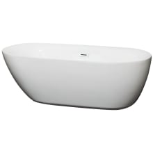 Melissa 65" Free Standing Acrylic Soaking Tub with Center Drain, Drain Assembly, and Overflow