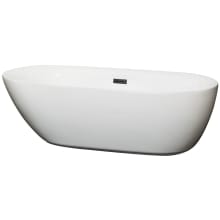 Melissa 71" Free Standing Acrylic Soaking Tub with Center Drain, Drain Assembly, and Overflow