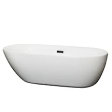 Melissa 71" Free Standing Acrylic Soaking Tub with Center Drain, Drain Assembly, and Overflow