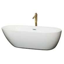 Melissa 71" Free Standing Acrylic Soaking Tub with Center Drain, Drain Assembly, and Overflow - Includes Floor Mounted Tub Filler with Hand Shower