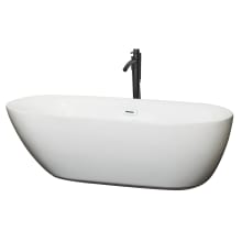 Melissa 71" Free Standing Acrylic Soaking Tub with Center Drain, Drain Assembly, and Overflow - Includes Floor Mounted Tub Filler with Hand Shower