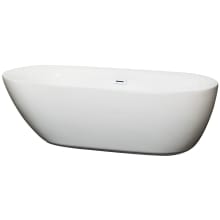 Melissa 71" Free Standing Acrylic Soaking Tub with Center Drain, Drain Assembly, and Overflow