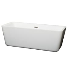 Emily 69" Free Standing Acrylic Soaking Tub with Center Drain, Pop-Up Drain Assembly, and Overflow - Tub Filler Not Included