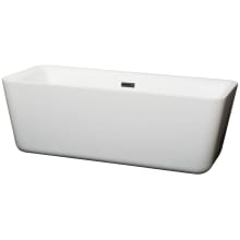 Emily 69" Free Standing Acrylic Soaking Tub with Center Drain, Drain Assembly, and Overflow