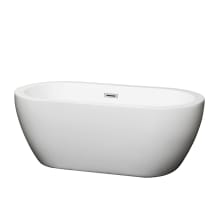 Soho 60" Free Standing Acrylic Soaking Tub with Center Drain, Pop-Up Drain Assembly, and Overflow - Tub Filler Not Included