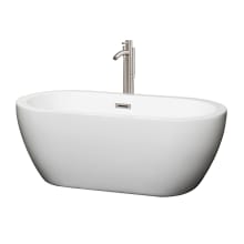 Soho 60" Free Standing Acrylic Soaking Tub with Center Drain, Drain Assembly, and Overflow - Includes Floor Mounted Tub Filler with Hand Shower