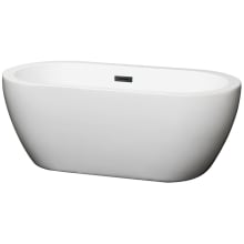 Soho 60" Free Standing Acrylic Soaking Tub with Center Drain, Drain Assembly, and Overflow