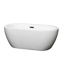 Soho 60" Free Standing Acrylic Soaking Tub with Center Drain, Drain Assembly, and Overflow