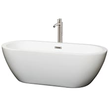 Soho 68" Free Standing Acrylic Soaking Tub with Center Drain, Drain Assembly, and Overflow - Includes Floor Mounted Tub Filler with Hand Shower