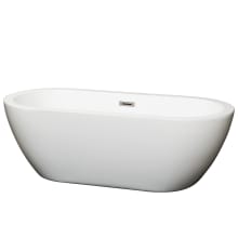 Soho 68" Free Standing Acrylic Soaking Tub with Center Drain, Pop-Up Drain Assembly, and Overflow - Tub Filler Not Included