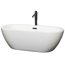 Soho 68" Free Standing Acrylic Soaking Tub with Center Drain, Drain Assembly, and Overflow - Includes Floor Mounted Tub Filler with Hand Shower