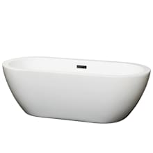Soho 68" Free Standing Acrylic Soaking Tub with Center Drain, Drain Assembly, and Overflow