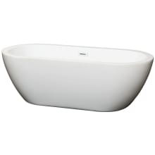 Soho 68" Free Standing Acrylic Soaking Tub with Center Drain, Drain Assembly, and Overflow