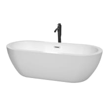 Soho 72" Free Standing Acrylic Soaking Tub with Center Drain, Drain Assembly, and Overflow - Includes Floor Mounted Tub Filler with Hand Shower