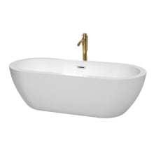 Soho 72" Free Standing Acrylic Soaking Tub with Center Drain, Drain Assembly, and Overflow - Includes Floor Mounted Tub Filler with Hand Shower