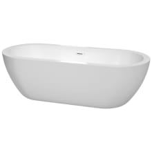 Soho 72" Free Standing Acrylic Soaking Tub with Center Drain, Drain Assembly, and Overflow