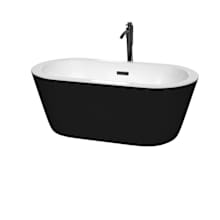 Mermaid 60" Free Standing Acrylic Soaking Tub with Center Drain, Drain Assembly, and Overflow - Includes Floor Mounted Tub Filler with Hand Shower
