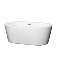 Mermaid 60" Free Standing Acrylic Soaking Tub with Center Drain, Drain Assembly, and Overflow