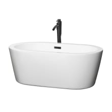 Mermaid 60" Free Standing Acrylic Soaking Tub with Center Drain, Drain Assembly, and Overflow - Includes Floor Mounted Tub Filler with Hand Shower
