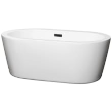 Mermaid 60" Free Standing Acrylic Soaking Tub with Center Drain, Drain Assembly, and Overflow