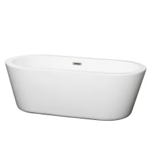 Mermaid 67" Free Standing Acrylic Soaking Tub with Center Drain, Pop-Up Drain Assembly, and Overflow - Tub Filler Not Included