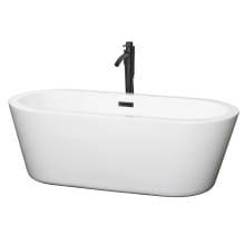 Mermaid 67" Free Standing Acrylic Soaking Tub with Center Drain, Drain Assembly, and Overflow - Includes Floor Mounted Tub Filler with Hand Shower
