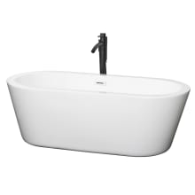 Mermaid 67" Free Standing Acrylic Soaking Tub with Center Drain, Drain Assembly, and Overflow - Includes Floor Mounted Tub Filler with Hand Shower