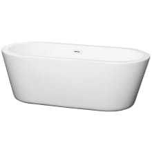 Mermaid 67" Free Standing Acrylic Soaking Tub with Center Drain, Drain Assembly, and Overflow