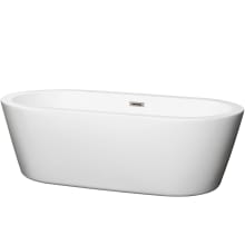 Mermaid 71" Free Standing Acrylic Soaking Tub with Center Drain, Pop-Up Drain Assembly, and Overflow - Tub Filler Not Included