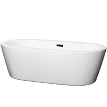 Mermaid 71" Free Standing Acrylic Soaking Tub with Center Drain, Drain Assembly, and Overflow