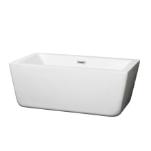 Laura 59" Free Standing Acrylic Soaking Tub with Rear Drain, Pop-Up Drain Assembly, and Overflow - Tub Filler Not Included